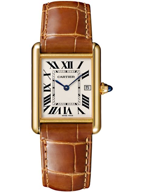 carier watch|cartier gold leather watch.